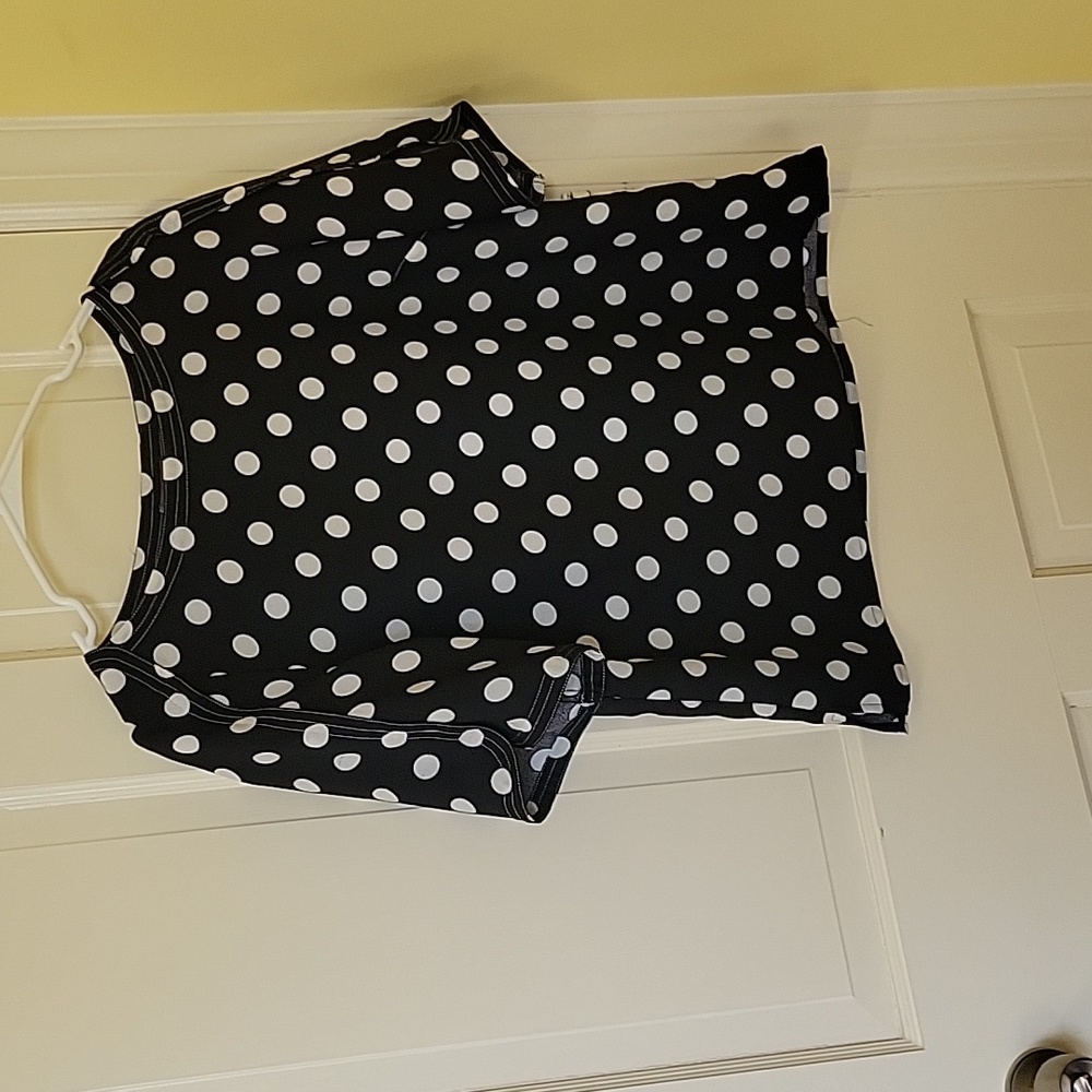 Black and white polka dot loose fit shirt